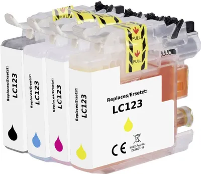 Produktbild von Renkforce Druckerpatrone ersetzt Brother LC-123BK, LC-123C, LC-123M, LC-123Y Kompatibel Kombi-Pack Schwarz, Cyan, Magen