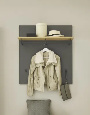 Produktbild von Garderobenpaneel >Melisande< in Grau matt - 85x95x27cm (BxHxT)