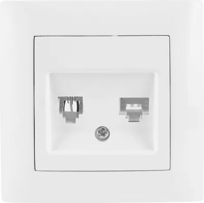 Image de Prise téléphonique et informatique avec cadre RJ45/RJ11 Wesa IP20 Blanc VCX