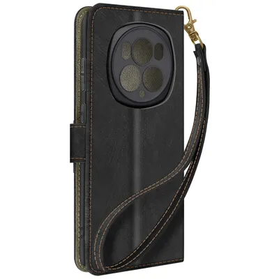 Produktbild von Avizar, Portemonnaie Hülle für Honor Magic 6 Pro, Kartenhalter + Standfunktion, Schwarz