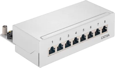 Image de Goobay 62063 Panneau de brassage CAT 6a mini/desktop, 8 ports, gris - STP blindé, gris
