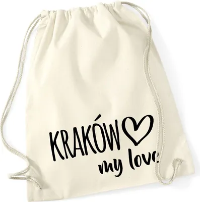 Produktbild von Huuraa Turnbeutel Kraków my love 12 Liter Natural Baumwolle Rucksack Geschenkidee
