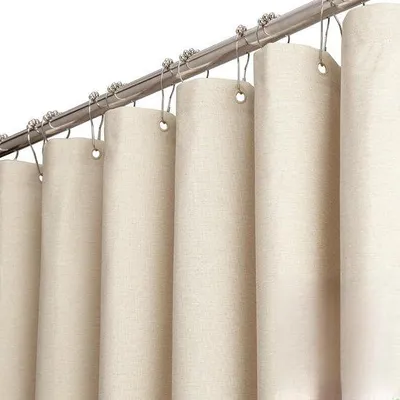 Obrázek produktu pro Unyqoos® Vodoodpudivá lněná sprchová záclona s kroužky pro elegantní koupelny