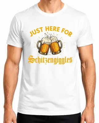 Productafbeelding van Gewoon hier voor een lachje. Bier. Traditioneel kledingstuk. Lederhosen heren T-shirt, wit, maat M