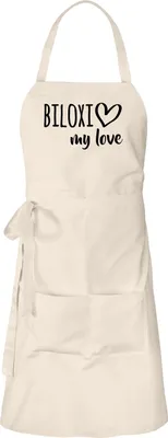 Produktbild von Huuraa Schürze Biloxi my love Natur mit Taschen Baumwolle Kochschürze Geschenkidee