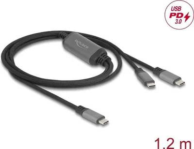 Produktbild von DeLOCK 81271, 1,2 m, USB C, 2 x USB C, Schwarz, Grau
