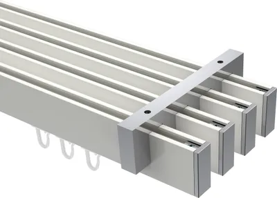 Produktbild von Interdeco Innenlaufstange / Gardinenstange mit Innenlauf Weiß / Chrom, Typ Smartline Paxo (Kappe), 14x35 mm 4-läufig, 200 cm