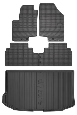 Produktbild von Gummimatten + Kofferraumwanne für Kia Venga 2009-2017 (Minivan, oberer Ladeboden) – Schwarz, passgenau – Wielganizator SolidPRO