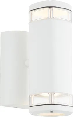 Produktbild von BRILLIANT zeitose weiße Außenwandleuchte JANDY | Up/Down Light | dimmbar mit geeignetem Leuchtmittel | 2x GU10 Fassung max. 18W | Metall/Glas | IP44