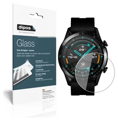Zdjęcie produktu dla 2x folia ochronna do Huawei Watch GT 2 (46 mm) - folia antywstrząsowa 9H z plastikowym szkłem Dipos Glass