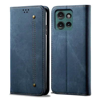 Immagine prodotto di Custodia per Motorola Edge 50, custodia a portafoglio in pelle con chiusura magnetica e supporto blu