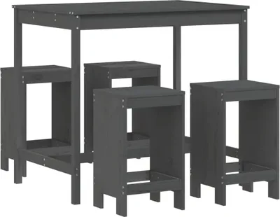 Produktbild von vidaXL 5-tlg. Gartenbar-Set Grau Massivholz Kiefer