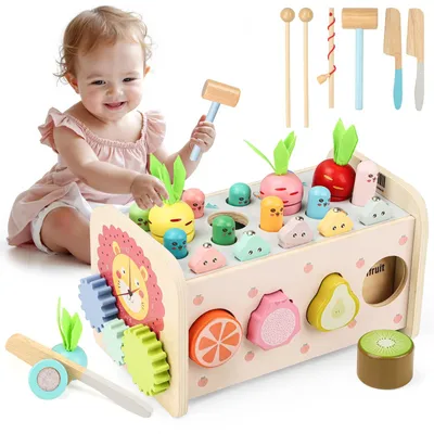 Produktbild von 9-in-1 Montessori Spielzeug für Babys und Kleinkinder - Pädagogisches Holzspielzeug