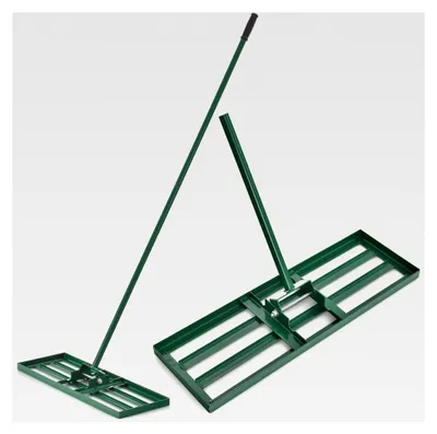 Produktbild von Metall Rasen Nivellierrechen mit ergonomischem Griff, für die Nivellierung von Sandböden, Rasenwerkzeug für Garten, Hinterhof und Golfplatz, Grün (75 cm x 25 cm)