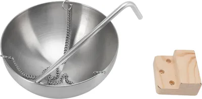 Obrázok produktu pre Saunová miska z nehrdzavejúcej ocele Závesný aromaterapeutický olejový pohár s dreveným blokom pre saunovú miestnosť L 20 cm