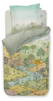 Dekbedovertrek Cabrera grün 155x220 cm mit Kissenbezug