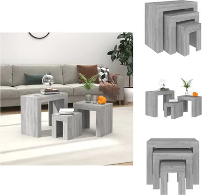 Zdjęcie produktu dla vidaXL Zestaw stolików 3 szt. Materiał drewnopochodny Sonoma szary - Stoliki kawowe