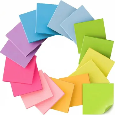 Produktbild von Selbstklebende Notizzettel 76x76 mm, 18 Stück, 9 Farben, für Schule