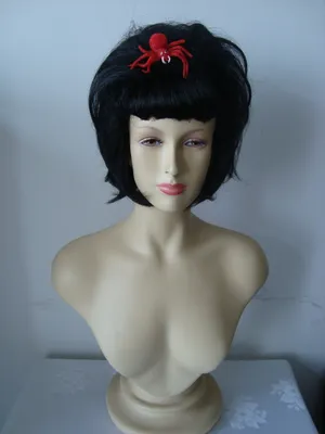 Produktbild von Original Foxxeo Hexenperücke mit Spinne Perücke Hexe schwarz Kurzhaarperücke Damenperücke für Damen