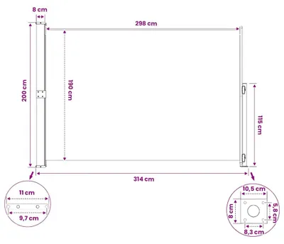 Imagen del producto de vidaXL, toldo lateral extensible, 200x314 cm, gris