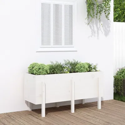 Zdjęcie produktu dla Maison Exclusive – podwyższona grządka, biała, 121 x 50 x 57 cm, lite drewno sosnowe