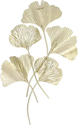 Produktbild von Ginkgoblatt Metalldekoration 1 Stück, Goldfarben, 60×35 cm, Wohnzimmer Büro