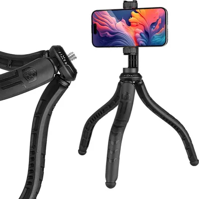 Immagine prodotto di Supporto, treppiede, selfie stick per smartphone Treppiede fisso creatore flessibile, filettatura da 1/4", nero