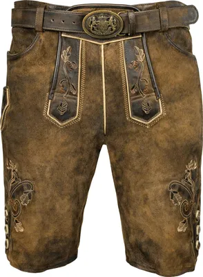 Produktbild von MADDOX Kurze Lederhose "Endorf" mit Gürtel und Hirschstickerei | Antik Ziller Größe: 50