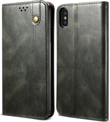 Produktbild von iPhone XS Max Hülle, LaimTop Leder Flip Brieftasche Schutzhülle für iPhone XS Max Grün