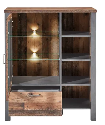 Produktbild von Innostyle Cardiff Highboard Used Style Optik Dark Holzwerkstoff/Glas inkl. LED Beleuchtung