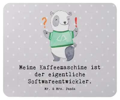 Produktbild von Mr. & Mrs. Panda Mouse Pad Softwareentwickler Held - Grau Pastell - Geschenk, Berufsliebe, IT-Entwickler, Programmierer, Berufsleben, mausteppich, pc mousepad, Mauspad