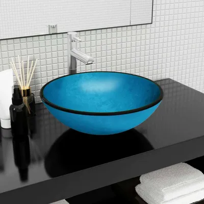 Produktbild von ZMH Waschbecken Hartglas 42x14 cm Blau