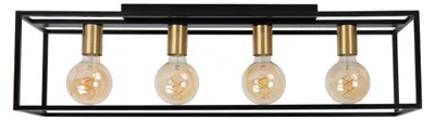 Image de Suspension RUBEN noire 4xE27x40W en métal, dimensions : 22,5 x 80 x 20 cm, IP20, Lucide