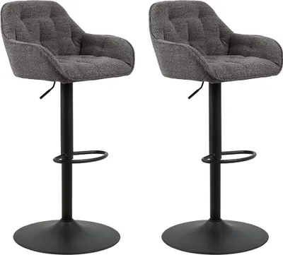 Imagen del producto de Dos taburetes de bar Dione grises con tejido bouclé