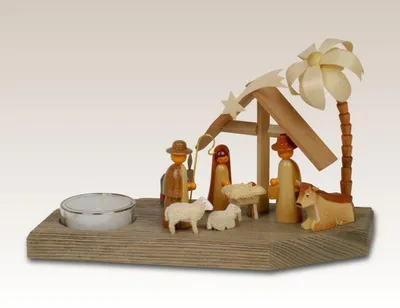 Produktbild von Kerzenhalter Christi Geburt mit Teelicht Höhe=12cm NEU
