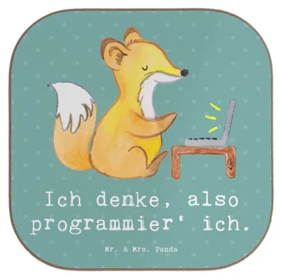 Produktbild von Mr. & Mrs. Panda Getränkeuntersetzer Denker Softwareentwickler - Meeresbrise - Geschenk, Beruf, gläseruntersetzer, Berufsliebe, Programmiersprachen, Geschenke mit Herz