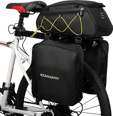 Produktbild von 3-in-1-Fahrradtraegertasche, wasserdichte Fahrrad-Ruecksitztasche, Kuehltasche mit 2 seitlichen Haengetaschen, Radfahren, Gepaecktasche, Pannier-Umhaengetasche