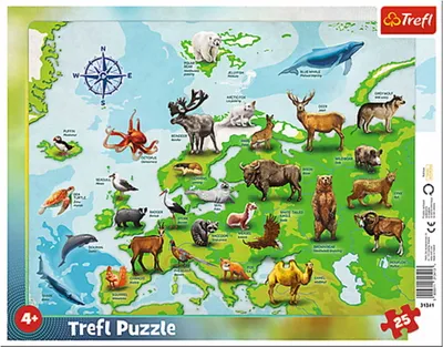 Produktbild von TREFL Puzzle Karte von Europa mit Tieren 25 Teile