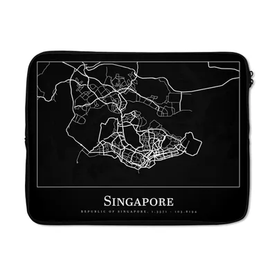 Produktbild von MuchoWow® Laptop Hülle 17 Zoll Laptoptasche Singapur - Karte - Stadtplan - Zipper - Schutzabdeckung