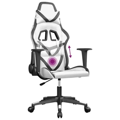 Image de vidaXL Chaise de jeu avec fonction de massage Blanc et noir similicuir
