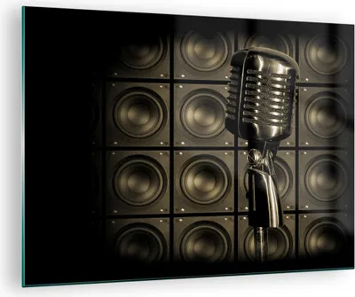 Produktbild von Bilder auf glas - Mikrofon Retro Singen - 70x50cm - Glasbilder - Wandbilder - Kunstdruck - zum Aufhängen bereit - Wanddekoration aus Glas - Glas Bilder - Wandbild auf Glas - Einteilig - GAA70x50-0306