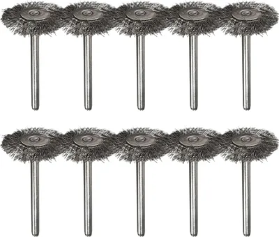 Produktbild von 10 Stück Stahldraht-Rotationsbürsten, Metallbohrbürsten, Dremel-Rotationswerkzeug-Zubehör zum Reinigen und Polieren