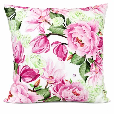 Produktbild von Heimtexland Dekokissen Blumen Velours Kissen Vintage Garden Flowers 48x48 Deko Sofakissen floral bedruckt Kissenhülle mit Reißverschluss Typ739 Wildrose