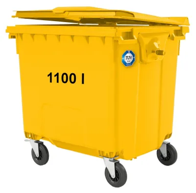 Zdjęcie produktu dla Kontener pojemnik na odpady śmieci komunalne PZH EN 840-2 DIN 1100L - żółty