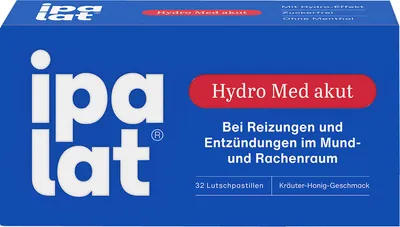 Obrázok produktu pre ipalat Hydro Med akut: pastilky na cmúľanie pri ťažkostiach v krku a hltane, 32 ks pastiliek