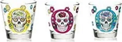 Produktbild von Mexikanischer Schädel - Glas - 23cl - 3 Farben - (12er Set)