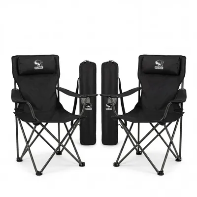 Produktbild von BigDean 2X Campingstuhl extra breit, bis 150 kg belastbar, faltbar, bequem mit hoher Rückenlehne & Kopfpolster
