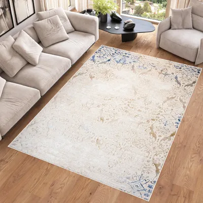 Image de Tapis HERA Moderne Gris Beige Salon Chambre 80 x 150 cm