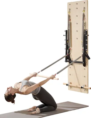 Produktbild von VEVOR Pilates-Reformer zur Wandmontage, Pilates-Sprungbrett aus Ahornholz, Yoga-Fitnesstrainer für Flexibilitätsbalance, Heim-Fitnessstudio-Workout