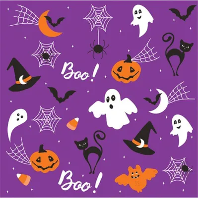 Obrázok produktu pre Ubrousky 33 x 33 cm – halloweenské motívy na fialovom pozadí
